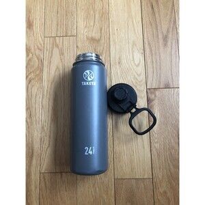 TAKEYA 20 oz. Stainless Steel Hydration Bottle Gray Screw Top with Handle